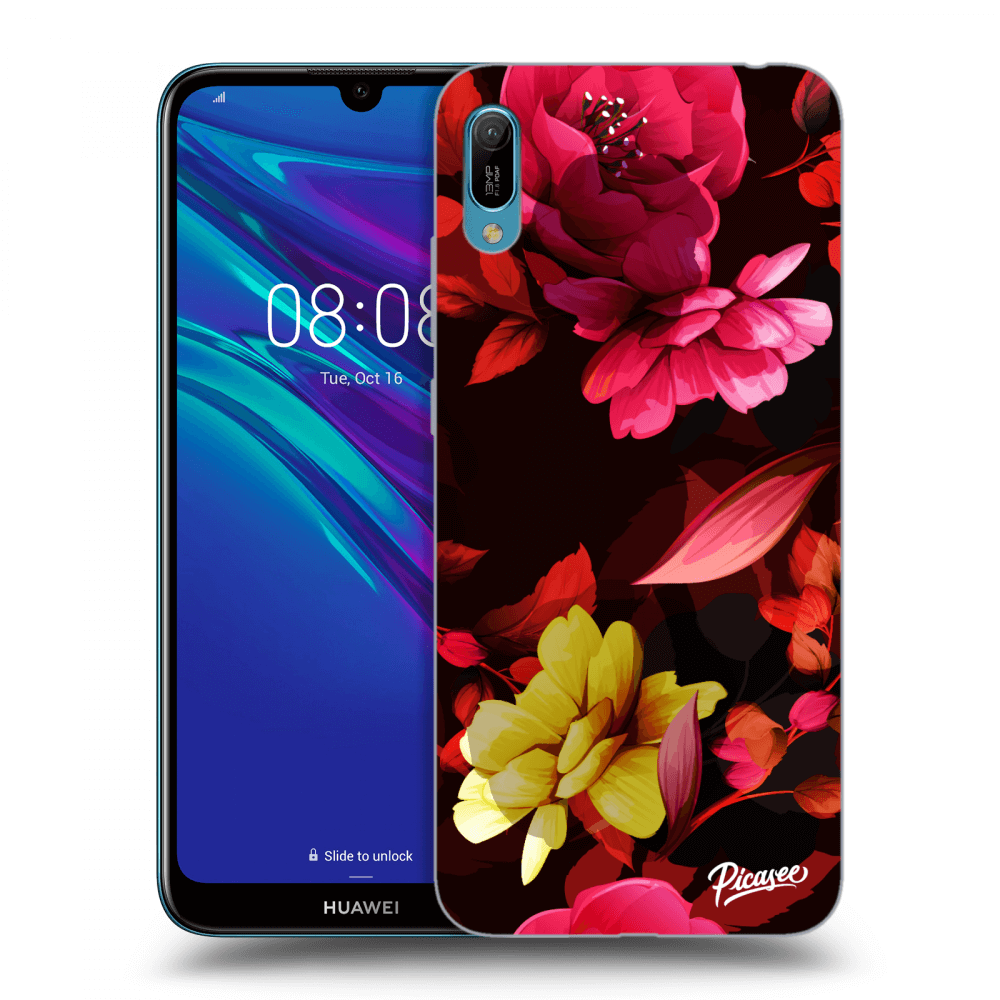 Picasee átlátszó szilikon tok az alábbi mobiltelefonokra Huawei Y6 2019 - Dark Peonny