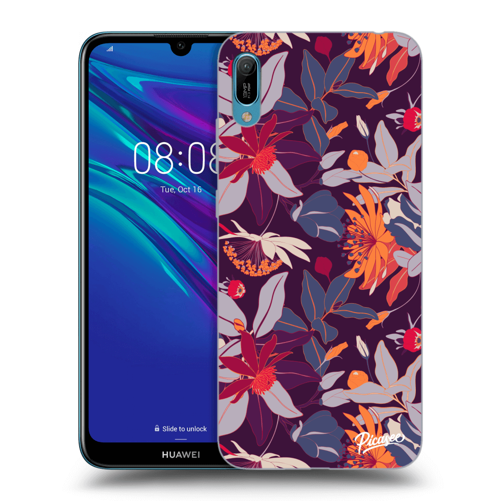 Picasee átlátszó szilikon tok az alábbi mobiltelefonokra Huawei Y6 2019 - Purple Leaf