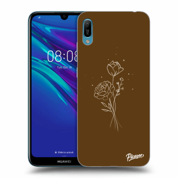 Picasee fekete szilikon tok az alábbi mobiltelefonokra Huawei Y6 2019 - Brown flowers