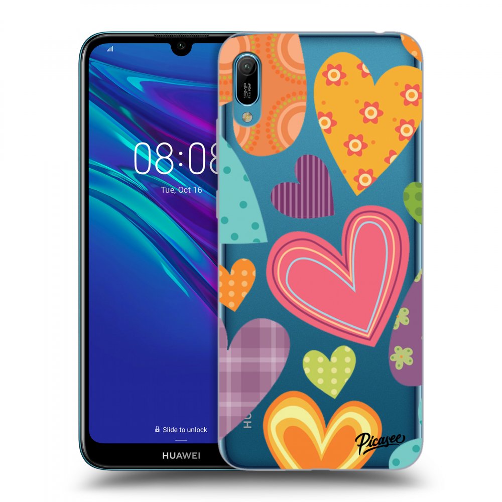 Picasee átlátszó szilikon tok az alábbi mobiltelefonokra Huawei Y6 2019 - Colored heart