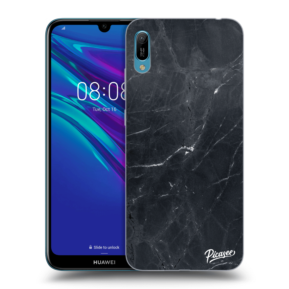 Picasee fekete szilikon tok az alábbi mobiltelefonokra Huawei Y6 2019 - Black marble