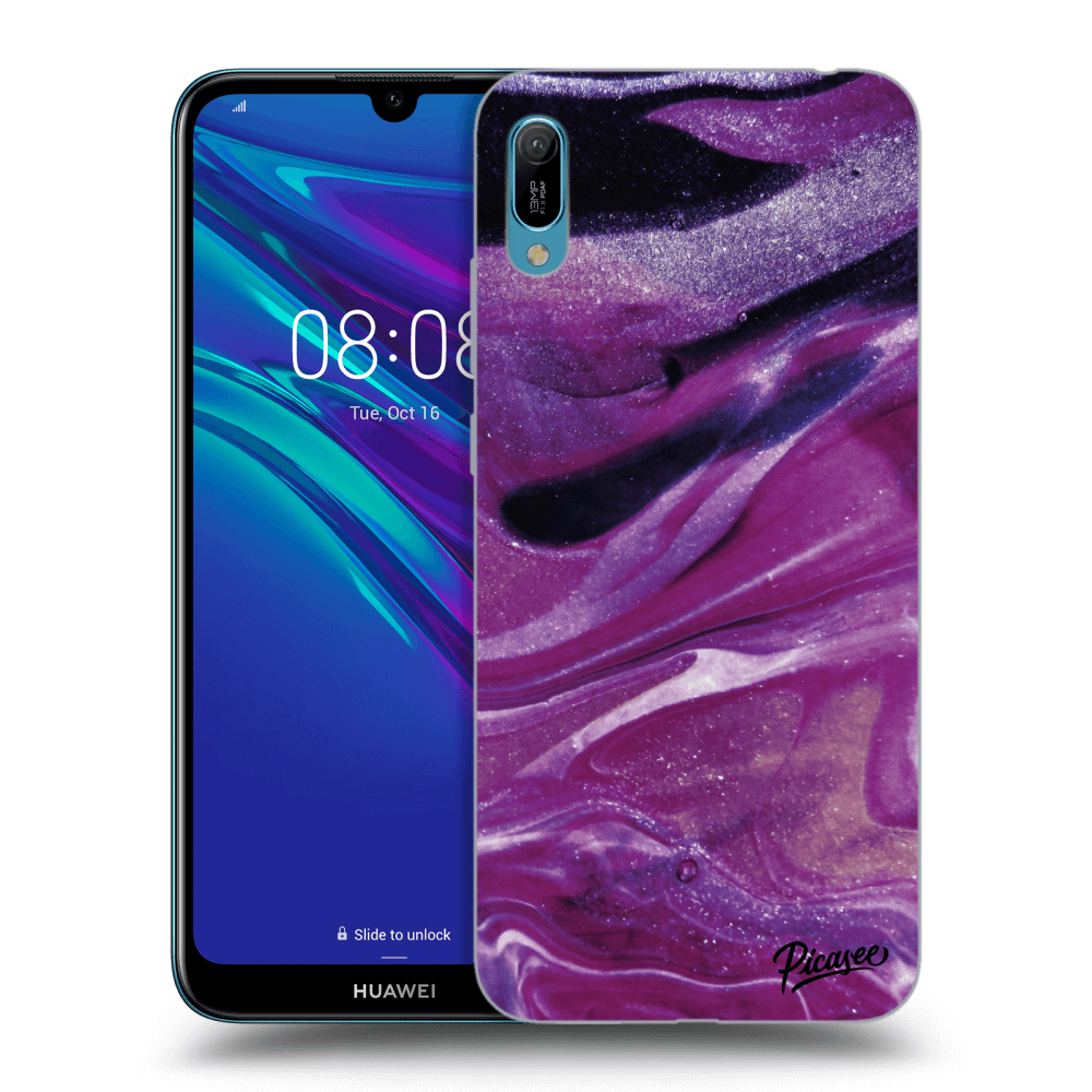 Picasee átlátszó szilikon tok az alábbi mobiltelefonokra Huawei Y6 2019 - Purple glitter