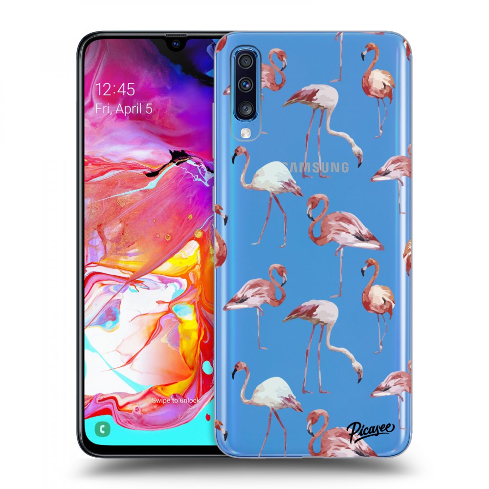 Picasee átlátszó szilikon tok az alábbi mobiltelefonokra Samsung Galaxy A70 A705F - Flamingos