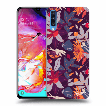 Szilikon tok erre a típusra Samsung Galaxy A70 A705F - Purple Leaf