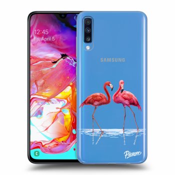 Picasee átlátszó szilikon tok az alábbi mobiltelefonokra Samsung Galaxy A70 A705F - Flamingos couple