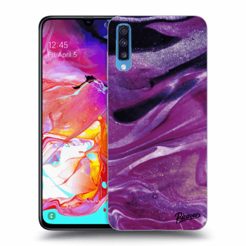 Picasee átlátszó szilikon tok az alábbi mobiltelefonokra Samsung Galaxy A70 A705F - Purple glitter