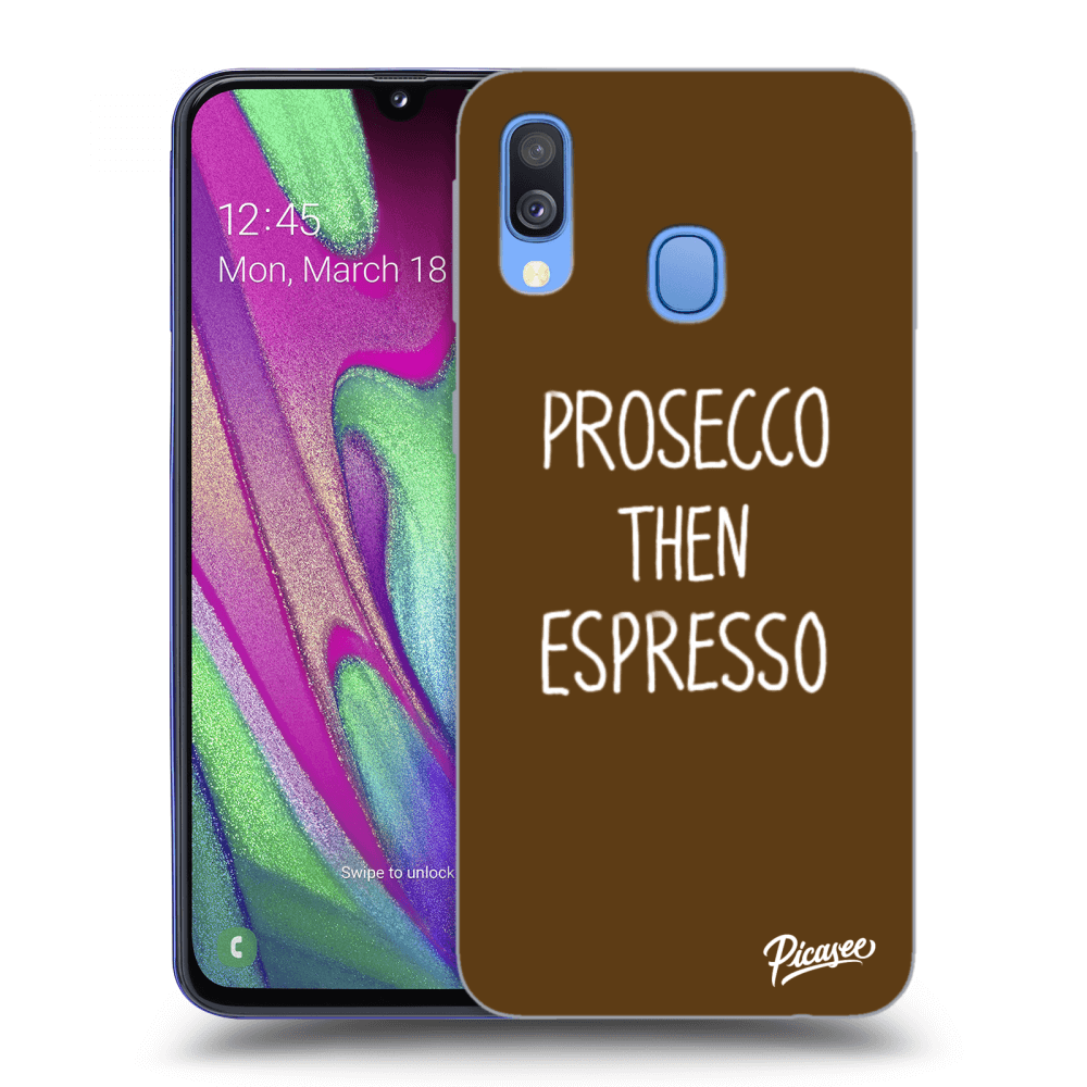 Picasee fekete szilikon tok az alábbi mobiltelefonokra Samsung Galaxy A40 A405F - Prosecco then espresso