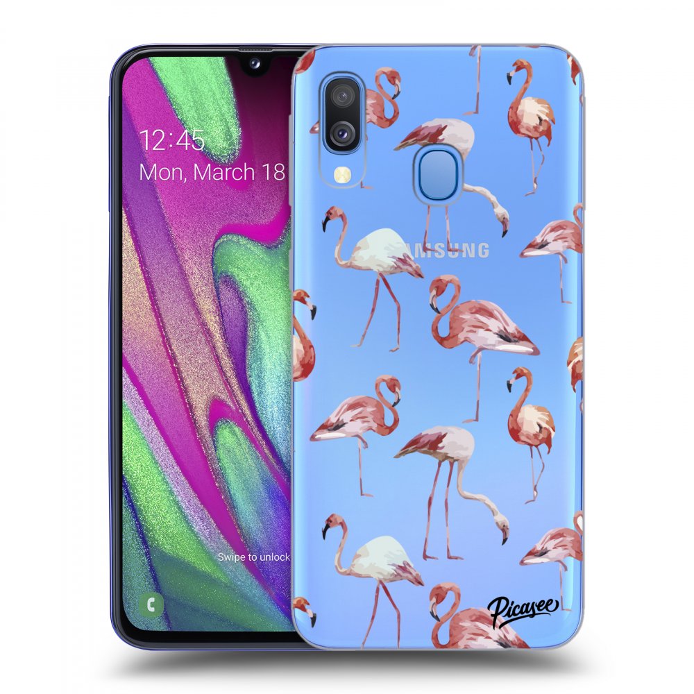 Picasee átlátszó szilikon tok az alábbi mobiltelefonokra Samsung Galaxy A40 A405F - Flamingos