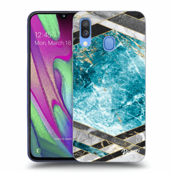 Szilikon tok erre a típusra Samsung Galaxy A40 A405F - Blue geometry