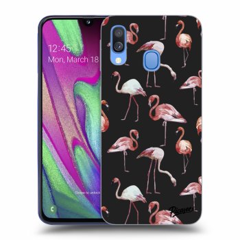 Picasee fekete szilikon tok az alábbi mobiltelefonokra Samsung Galaxy A40 A405F - Flamingos