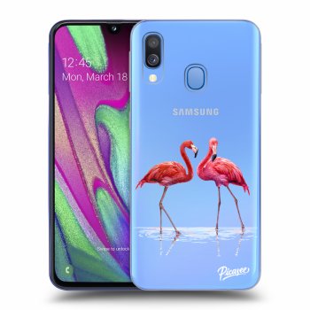 Picasee átlátszó szilikon tok az alábbi mobiltelefonokra Samsung Galaxy A40 A405F - Flamingos couple