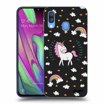 Picasee fekete szilikon tok az alábbi mobiltelefonokra Samsung Galaxy A40 A405F - Unicorn star heaven