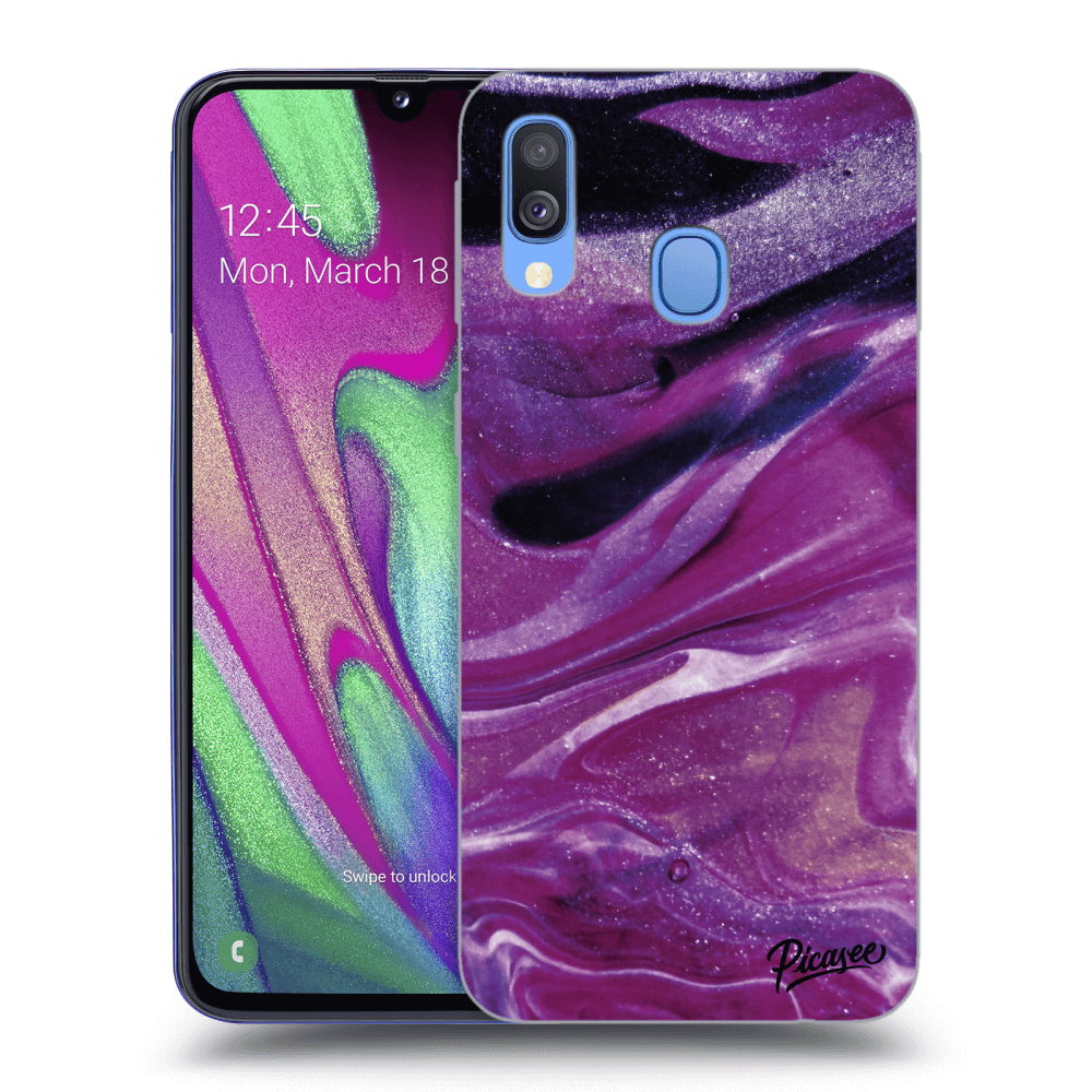 Picasee fekete szilikon tok az alábbi mobiltelefonokra Samsung Galaxy A40 A405F - Purple glitter