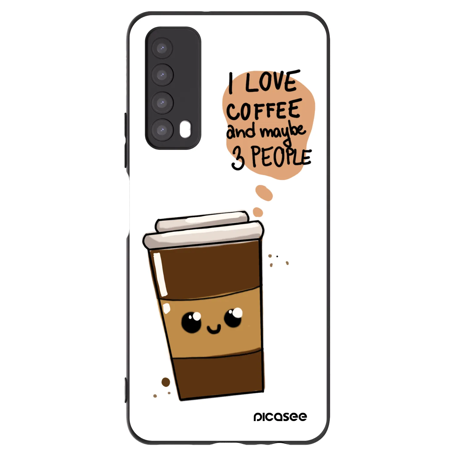 Picasee fekete szilikon tok az alábbi mobiltelefonokra Huawei P Smart 2021 - Cute coffee