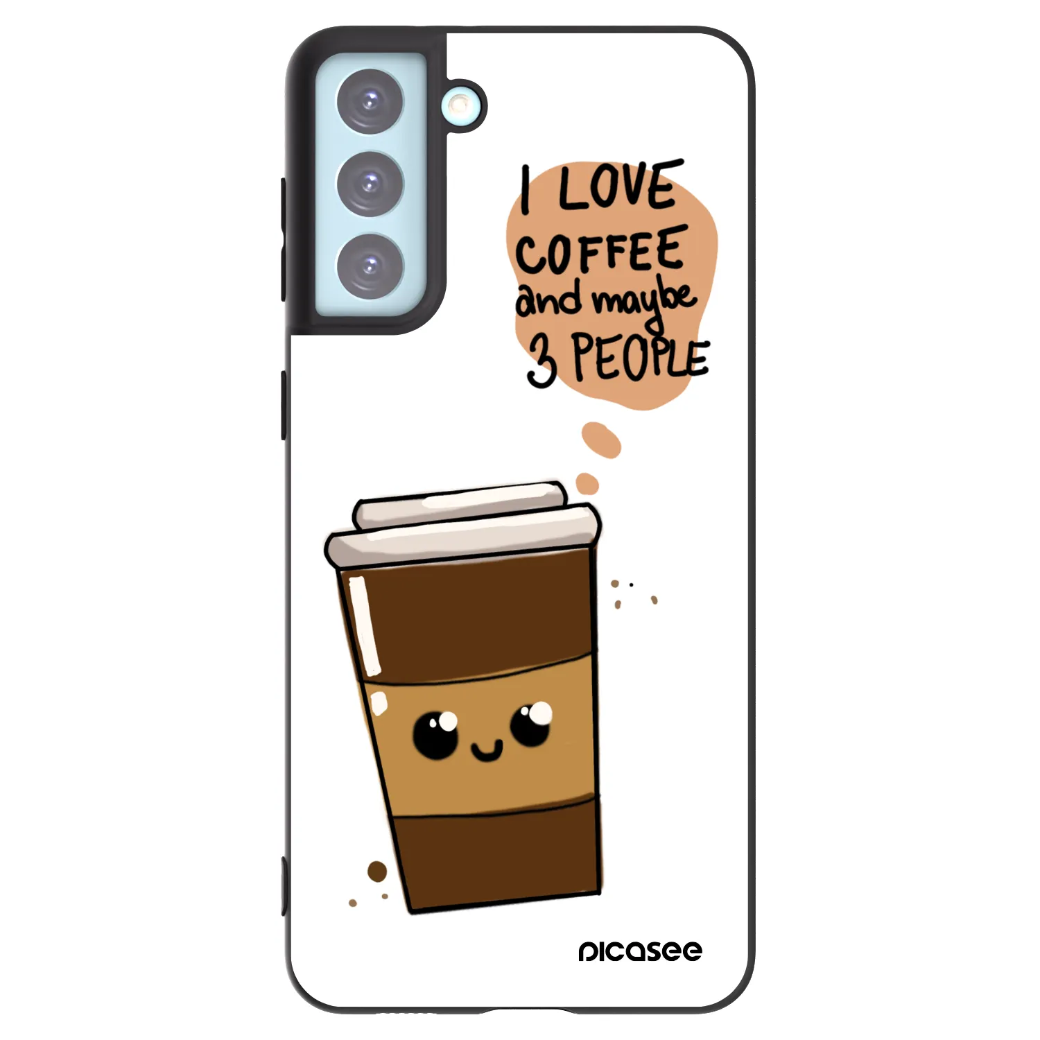 Picasee fekete szilikon tok az alábbi mobiltelefonokra Samsung Galaxy S21+ 5G G996F - Cute coffee