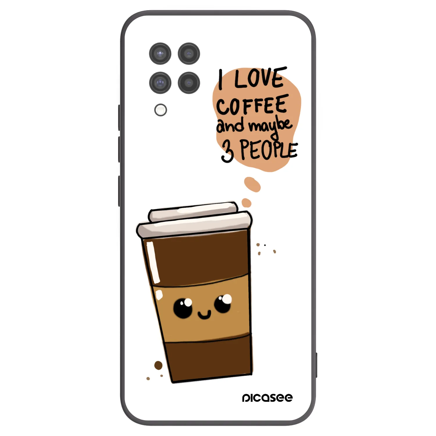 Picasee fekete szilikon tok az alábbi mobiltelefonokra Samsung Galaxy A42 A426B - Cute coffee