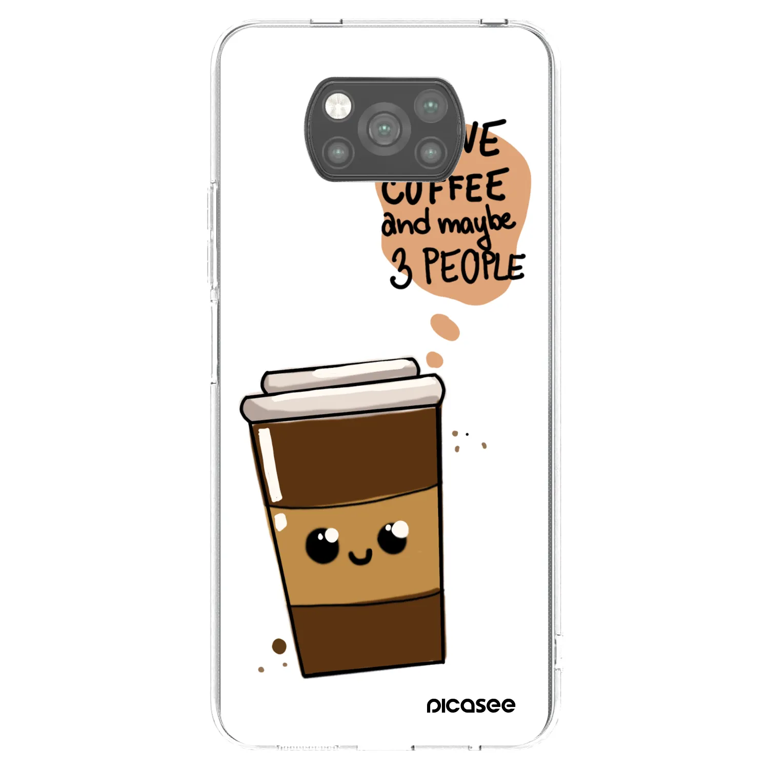 Picasee fekete szilikon tok az alábbi mobiltelefonokra Xiaomi Poco X3 Pro - Cute coffee