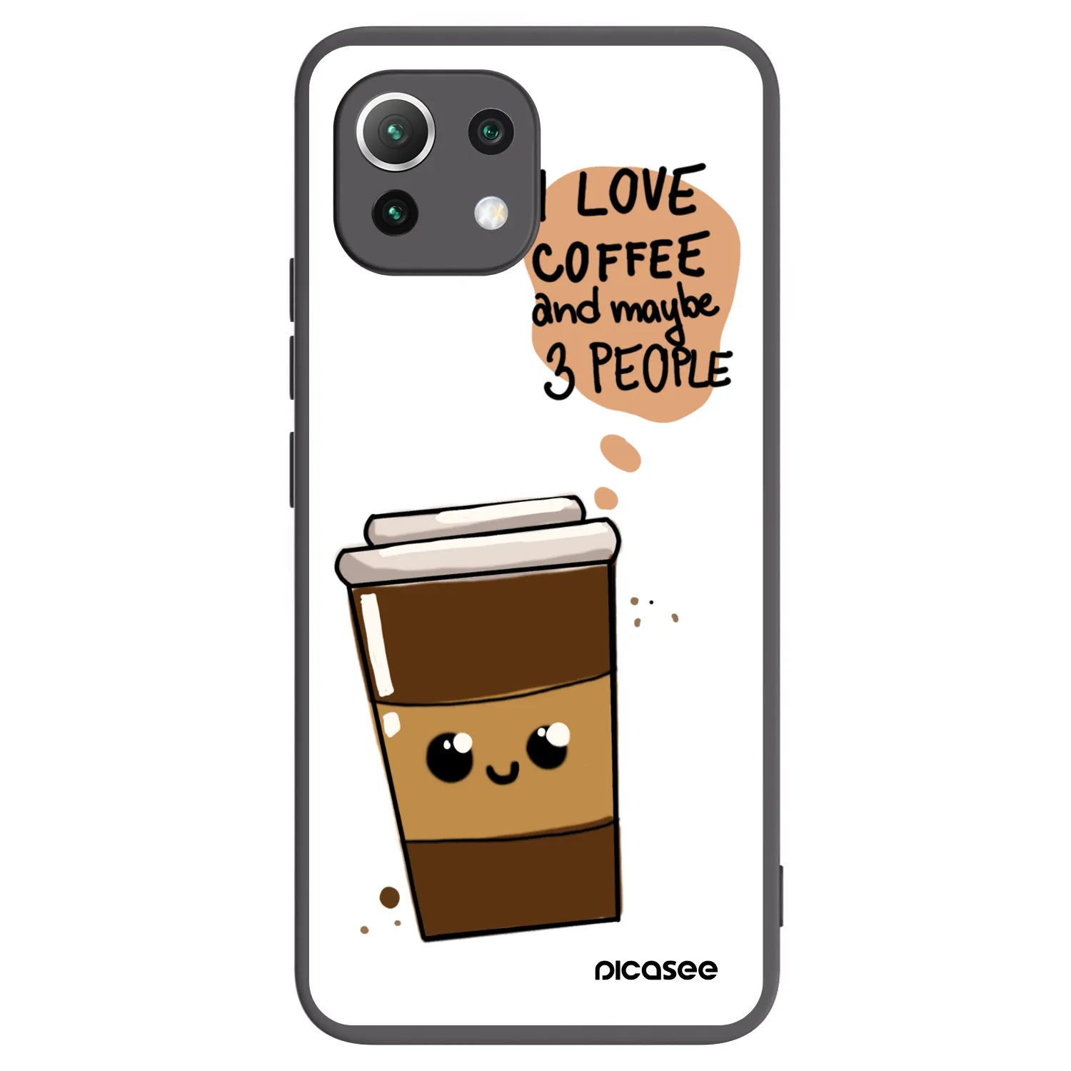 Picasee fekete szilikon tok az alábbi mobiltelefonokra Xiaomi Mi 11 Lite - Cute coffee
