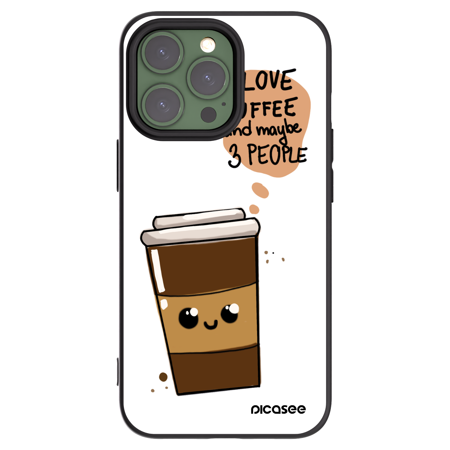 Picasee fekete szilikon tok az alábbi mobiltelefonokra Apple iPhone 13 Pro - Cute coffee
