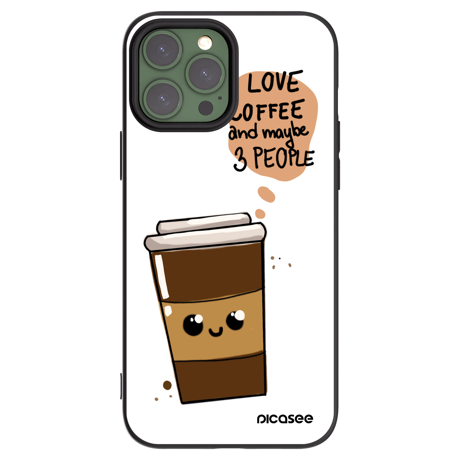 Picasee fekete szilikon tok az alábbi mobiltelefonokra Apple iPhone 13 Pro Max - Cute coffee