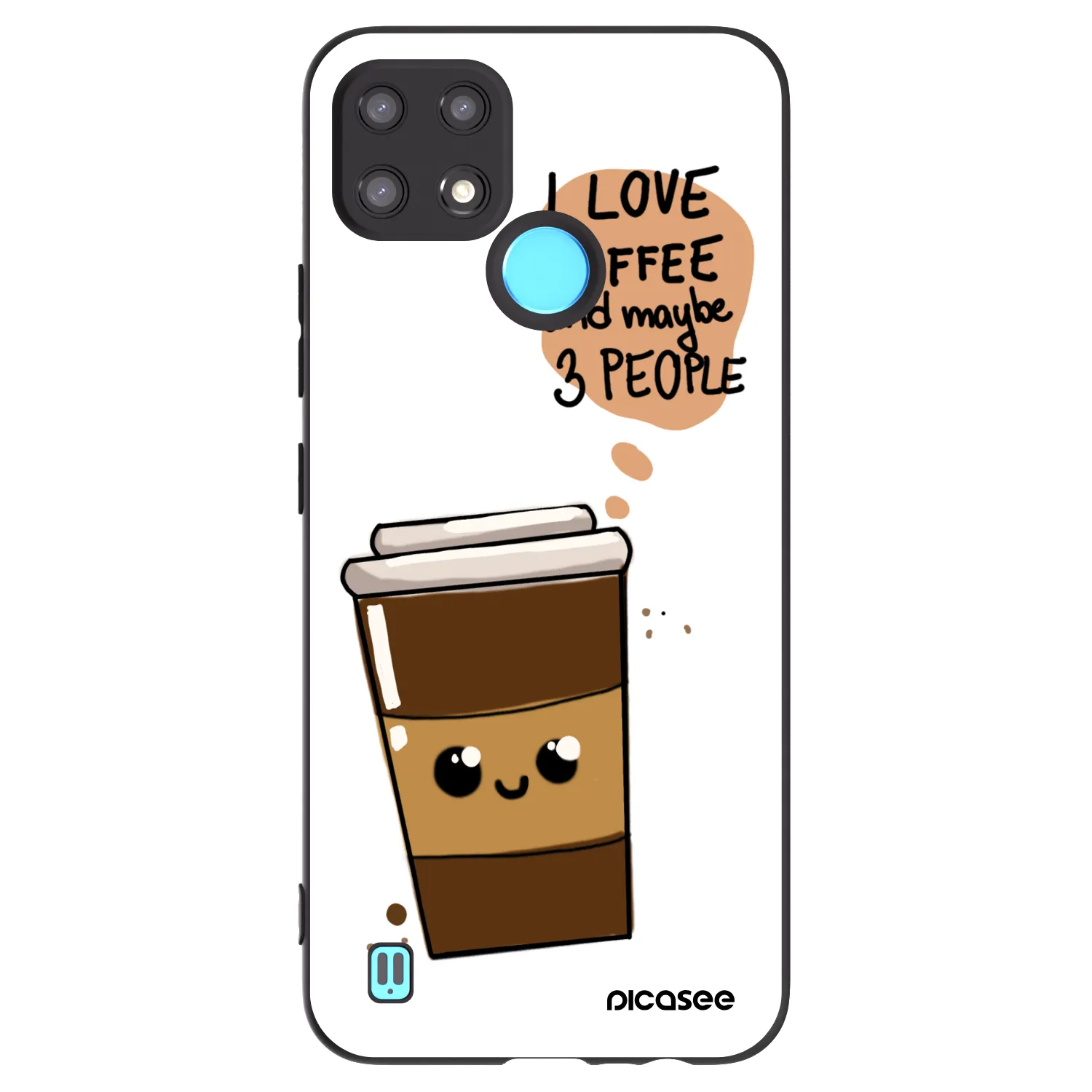 Picasee fekete szilikon tok az alábbi mobiltelefonokra Realme C21 - Cute coffee