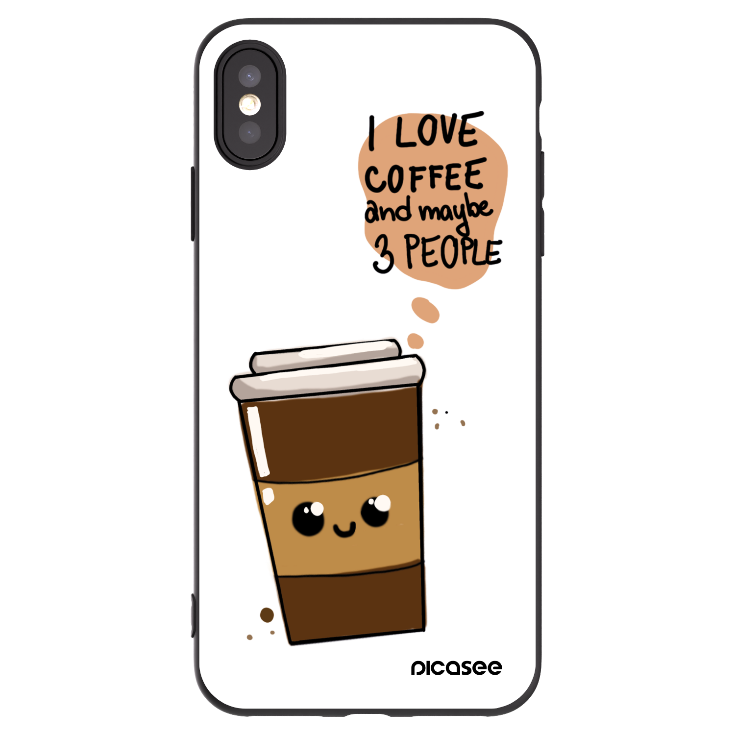 Picasee fekete szilikon tok az alábbi mobiltelefonokra Apple iPhone XS Max - Cute coffee