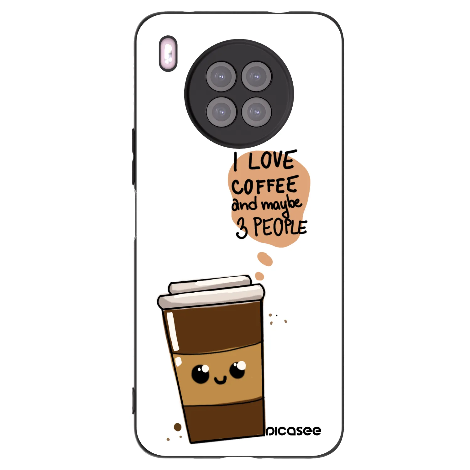 Picasee fekete szilikon tok az alábbi mobiltelefonokra Huawei Nova 8i - Cute coffee