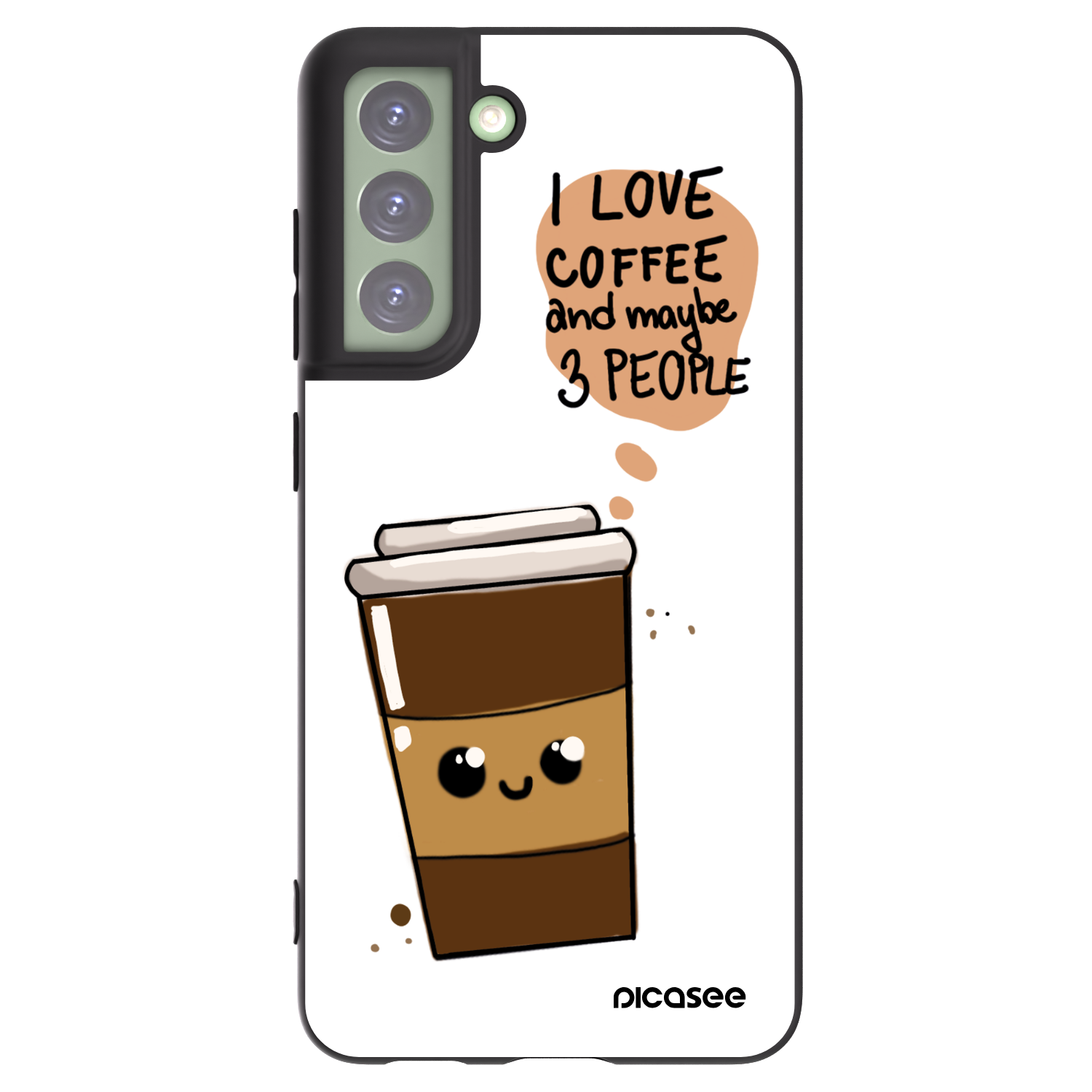 Picasee fekete szilikon tok az alábbi mobiltelefonokra Samsung Galaxy S21 FE 5G - Cute coffee