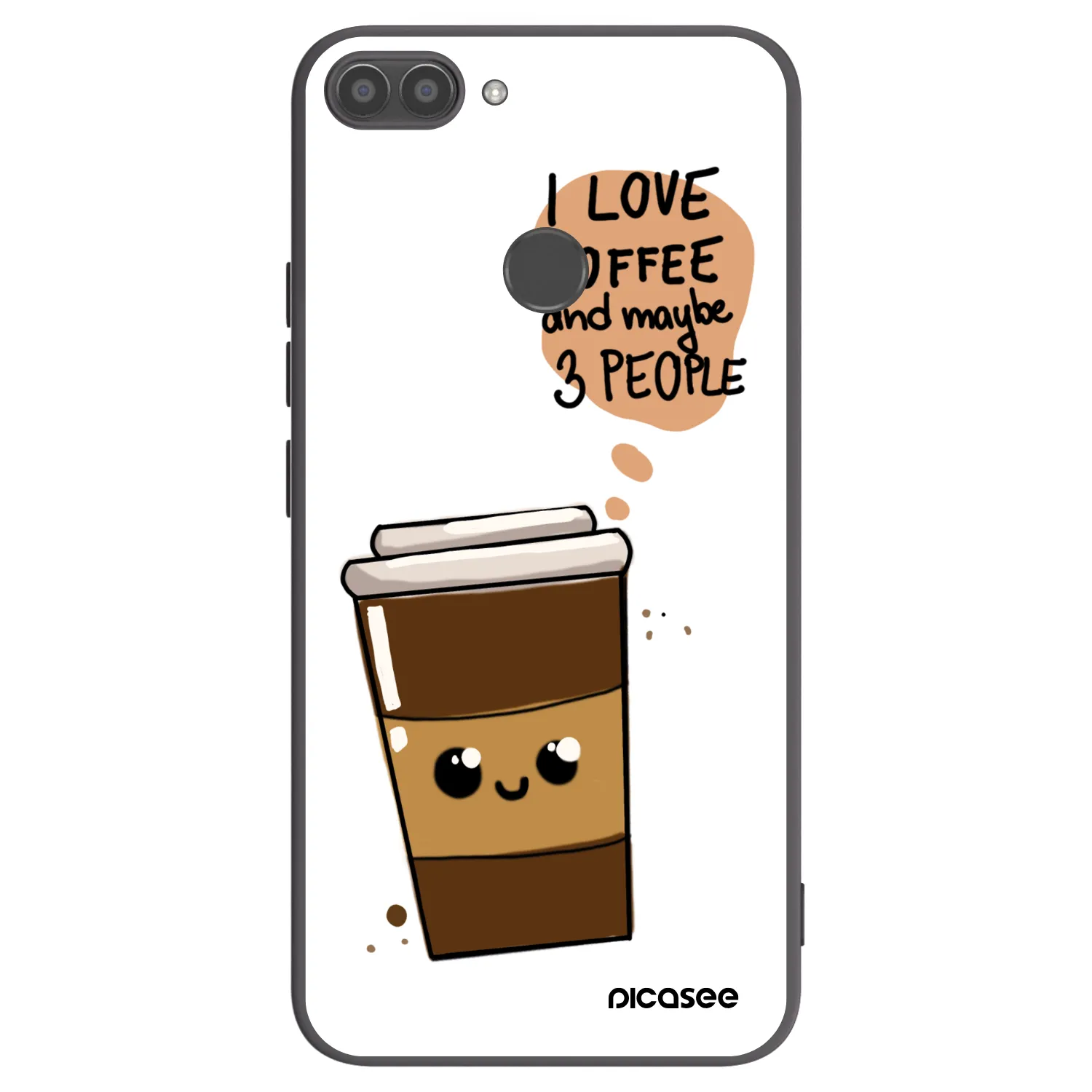 Picasee fekete szilikon tok az alábbi mobiltelefonokra Huawei P Smart - Cute coffee