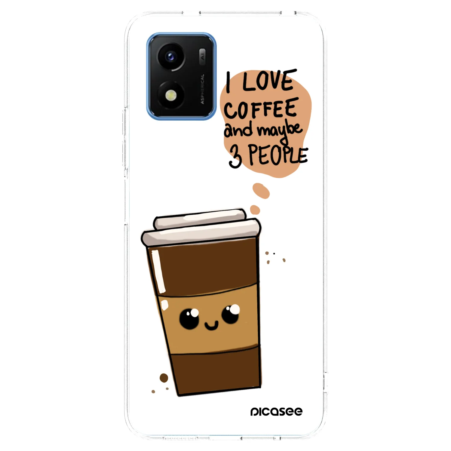 Picasee átlátszó szilikon tok az alábbi mobiltelefonokra Vivo Y01 - Cute coffee