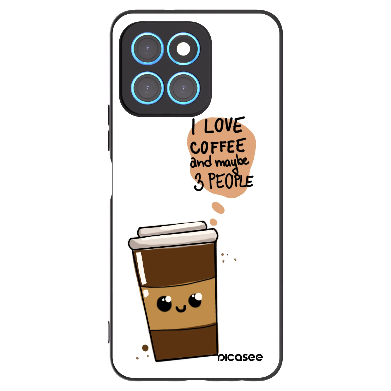 Picasee fekete szilikon tok az alábbi mobiltelefonokra Honor X8 5G - Cute coffee
