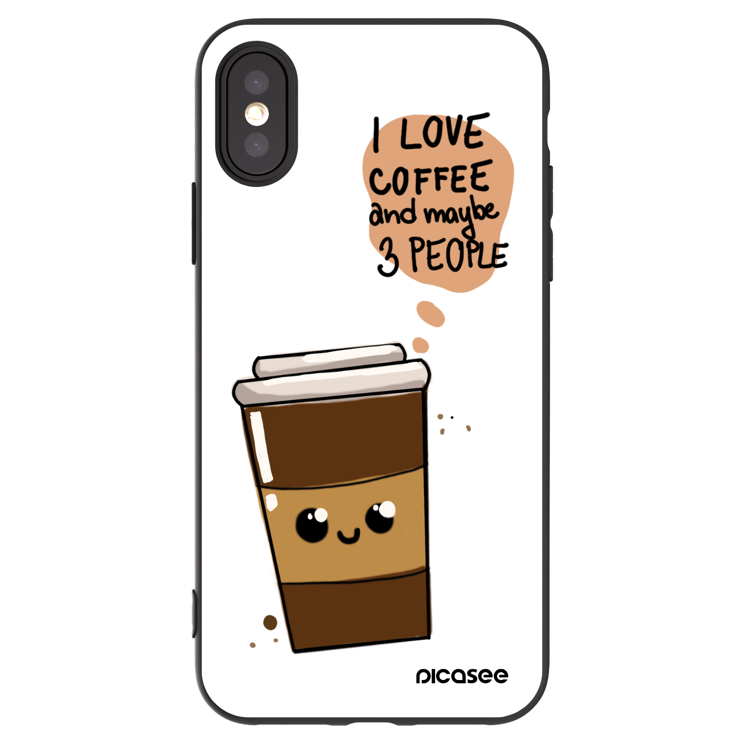 Picasee fekete szilikon tok az alábbi mobiltelefonokra Apple iPhone X/XS - Cute coffee
