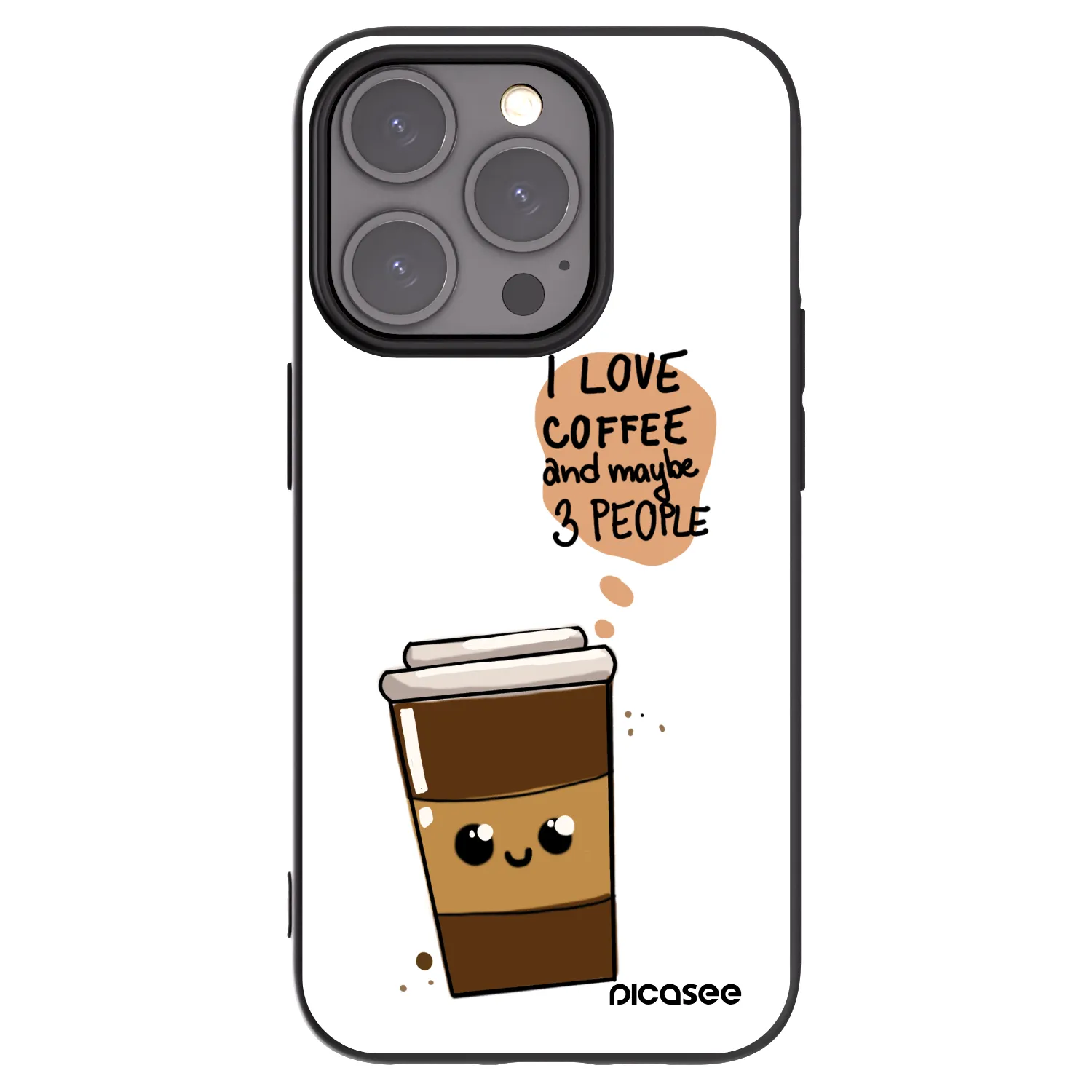 Picasee fekete szilikon tok az alábbi mobiltelefonokra Apple iPhone 15 Pro - Cute coffee