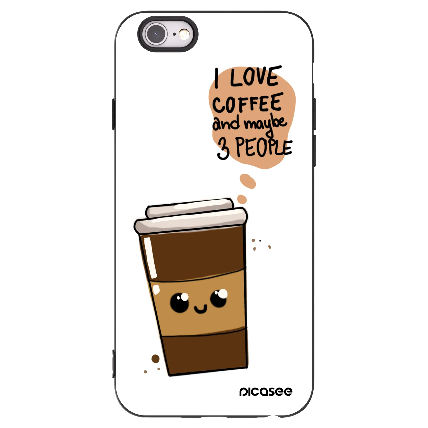 Picasee fekete szilikon tok az alábbi mobiltelefonokra Apple iPhone 6/6S - Cute coffee