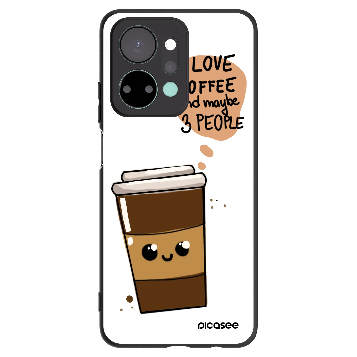 Picasee fekete szilikon tok az alábbi mobiltelefonokra Honor X7a - Cute coffee