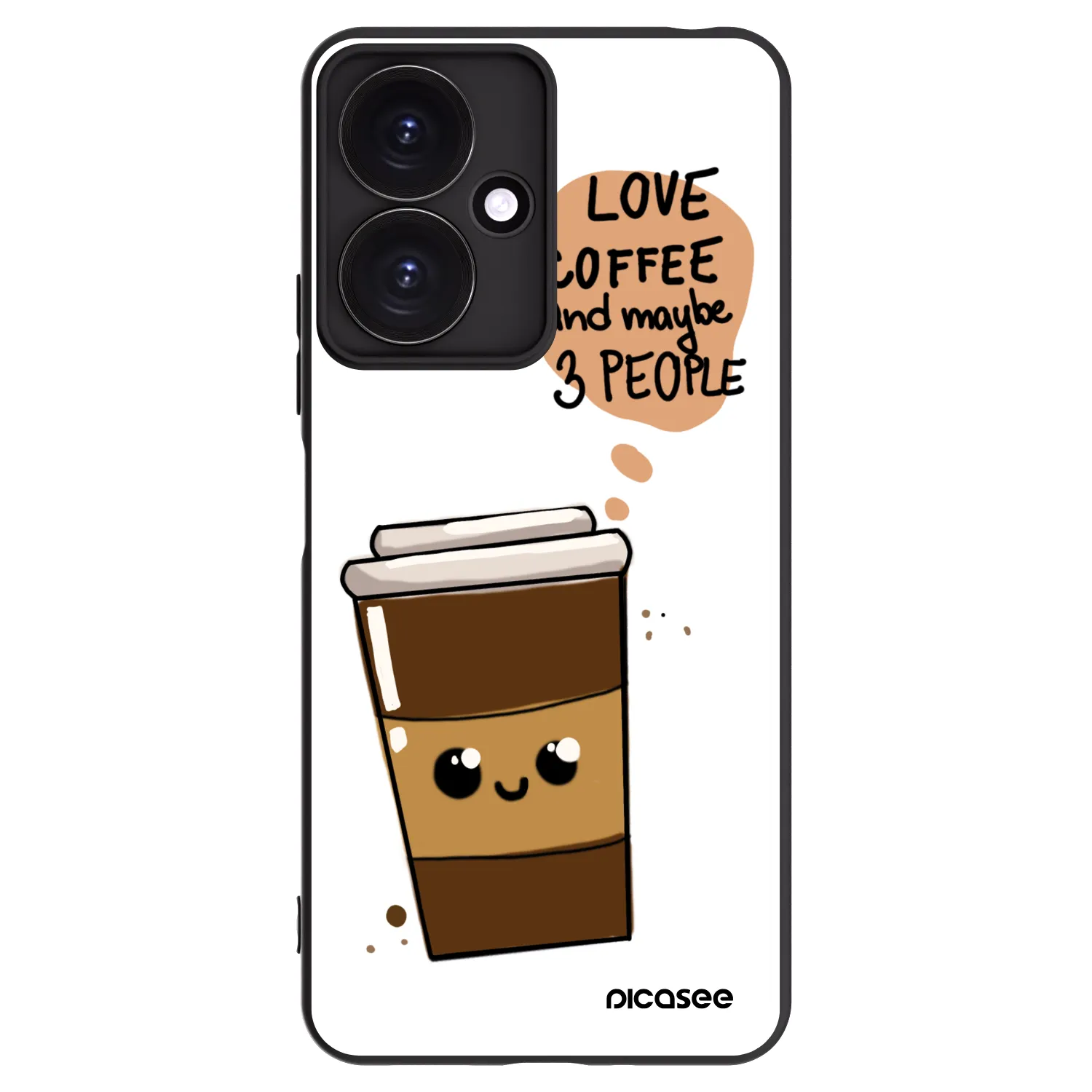 Picasee fekete szilikon tok az alábbi mobiltelefonokra Xiaomi Redmi 13C 5G - Cute coffee