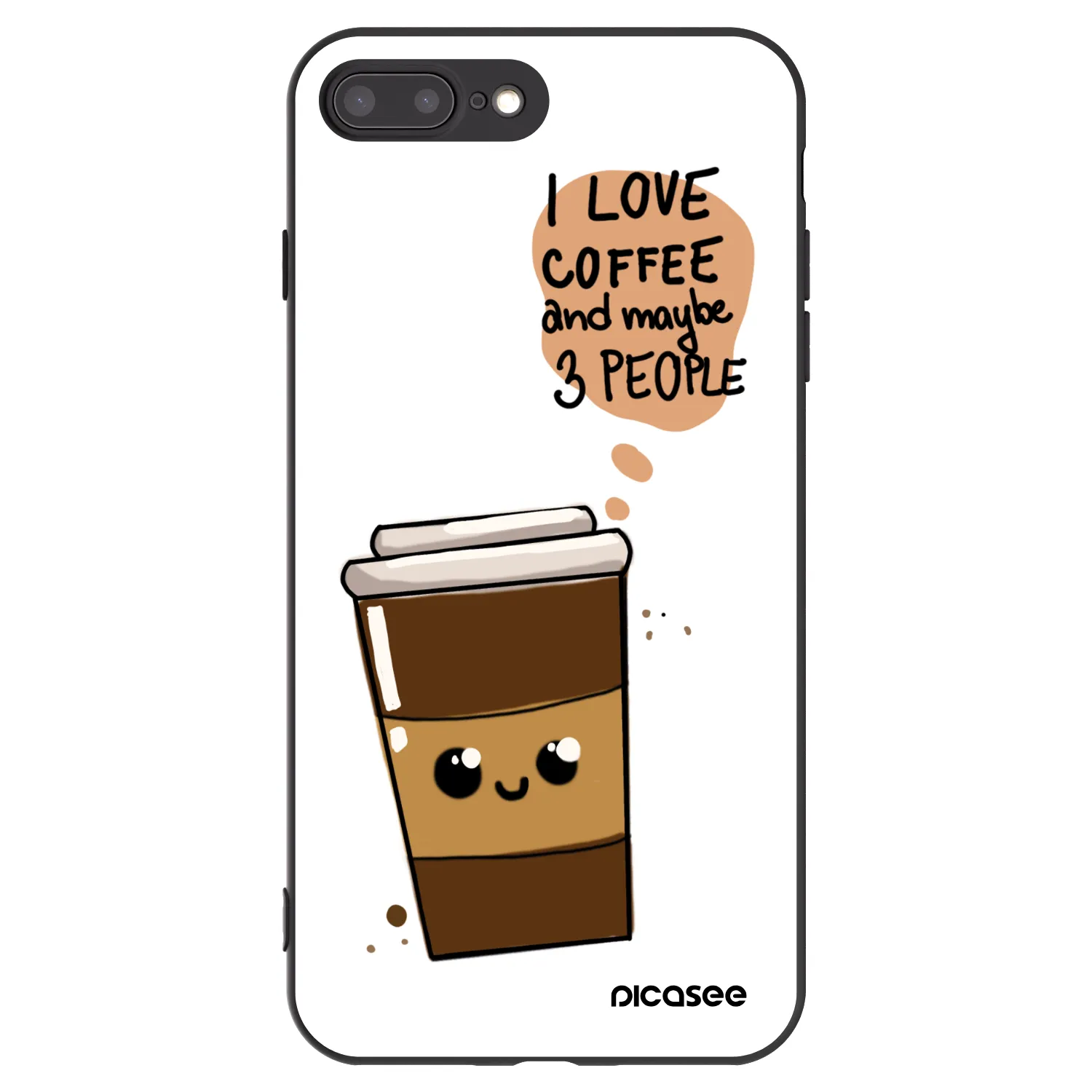 Picasee fekete szilikon tok az alábbi mobiltelefonokra Apple iPhone 7 Plus - Cute coffee
