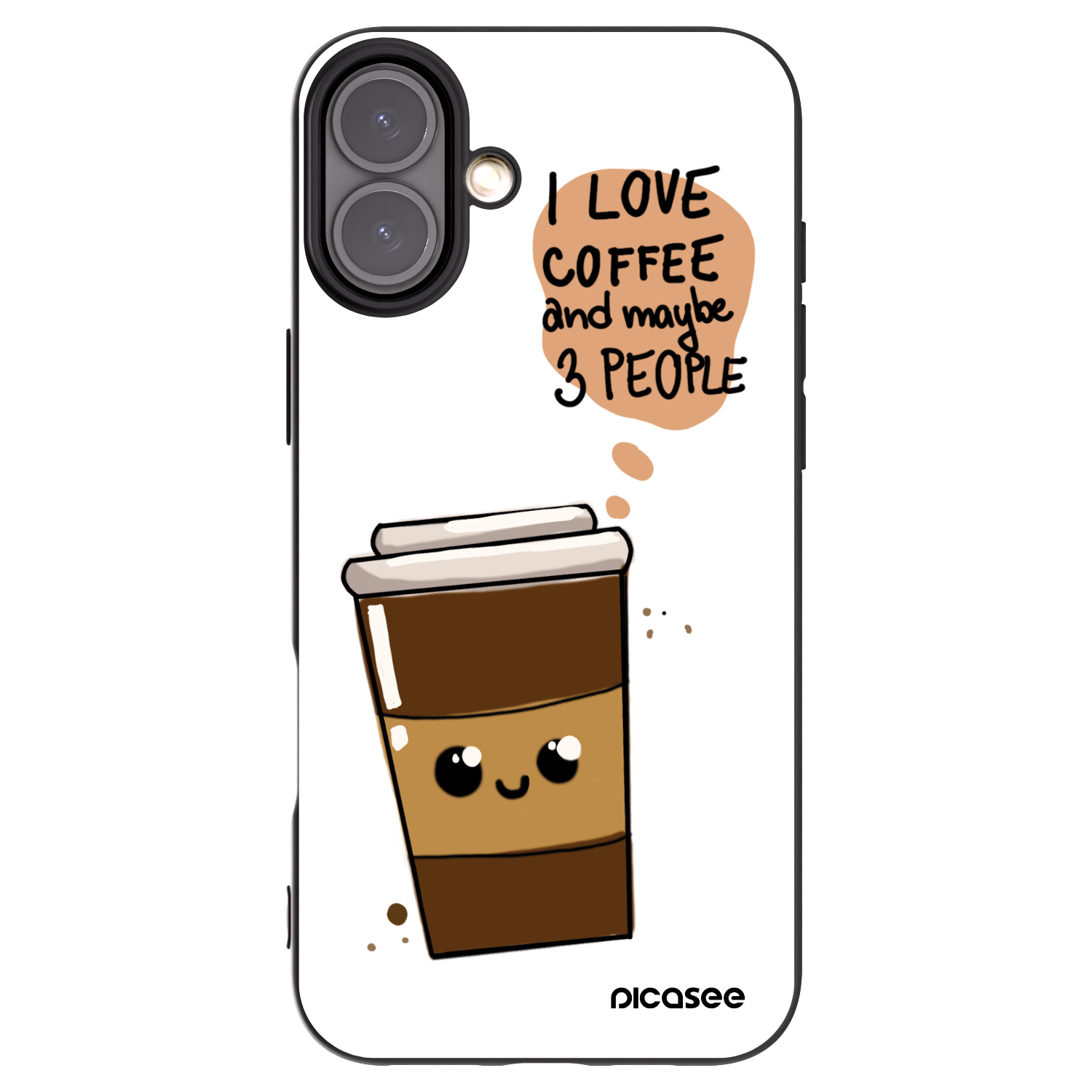 Picasee fekete szilikon tok az alábbi mobiltelefonokra Apple iPhone 16 Plus - Cute coffee