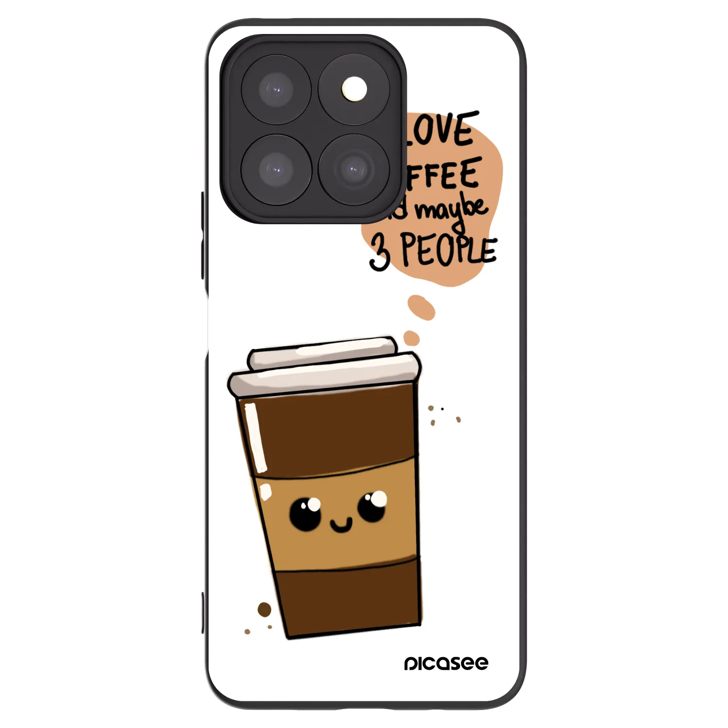 Picasee fekete szilikon tok az alábbi mobiltelefonokra Honor X8c - Cute coffee