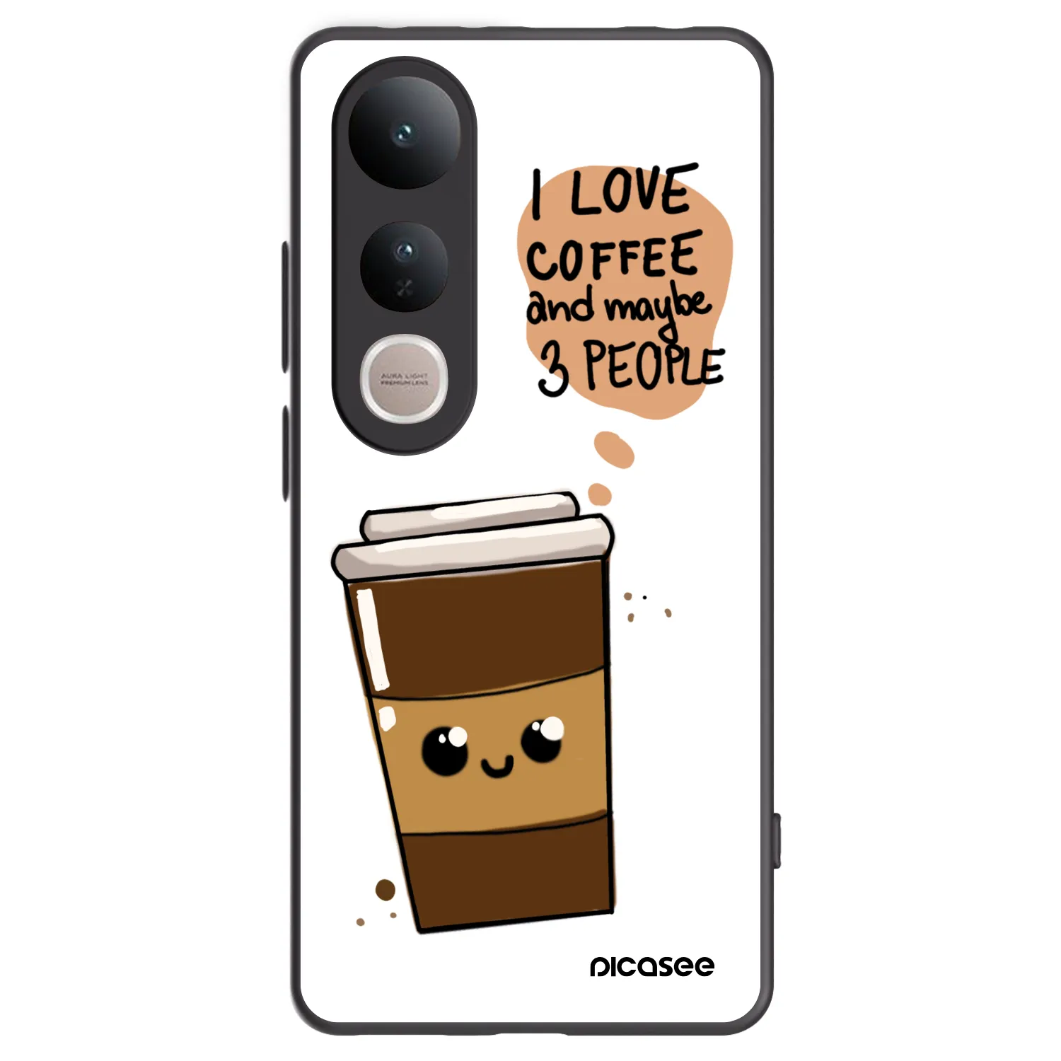 Picasee fekete szilikon tok az alábbi mobiltelefonokra Vivo V50 Lite 5G - Cute coffee