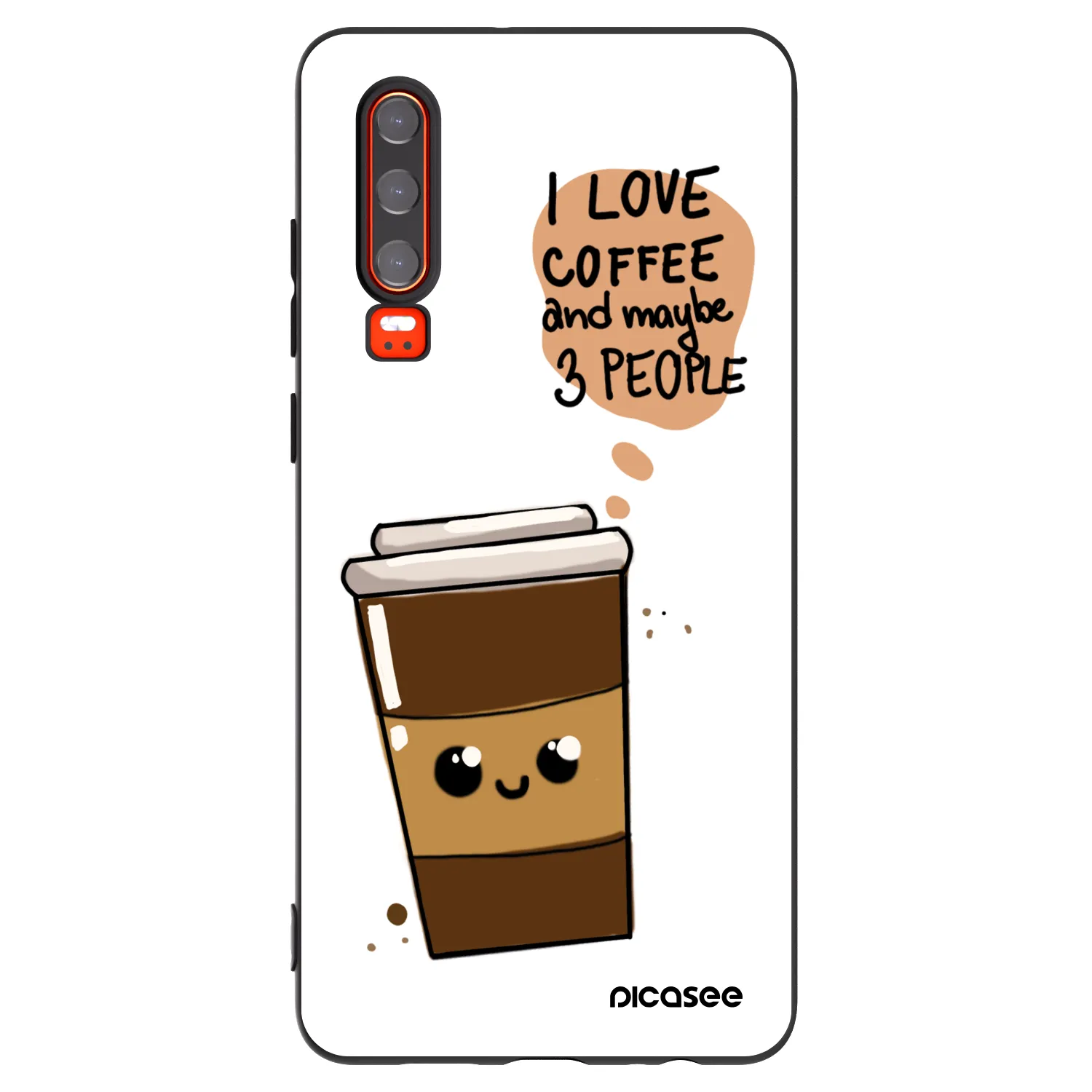 Picasee fekete szilikon tok az alábbi mobiltelefonokra Huawei P30 - Cute coffee