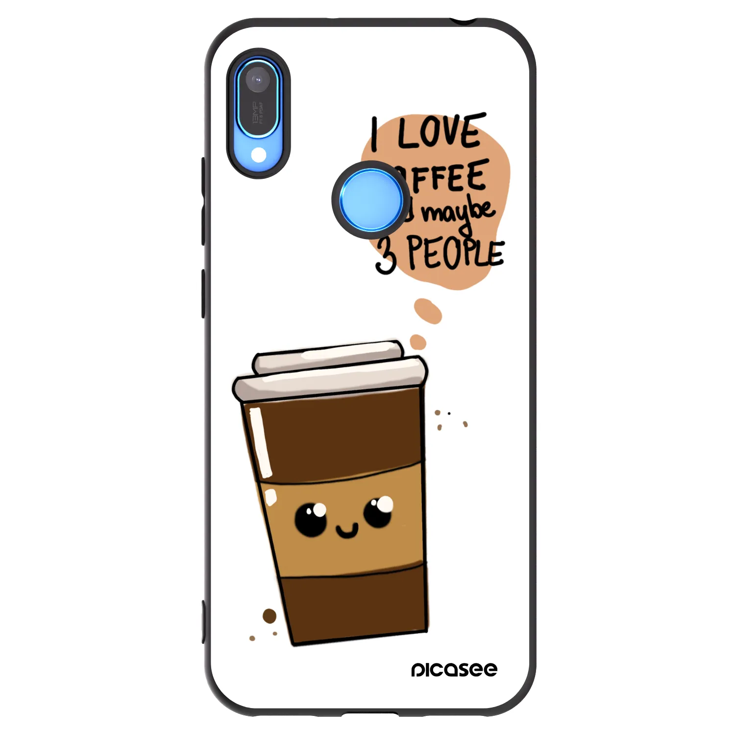 Picasee fekete szilikon tok az alábbi mobiltelefonokra Huawei Y6 2019 - Cute coffee