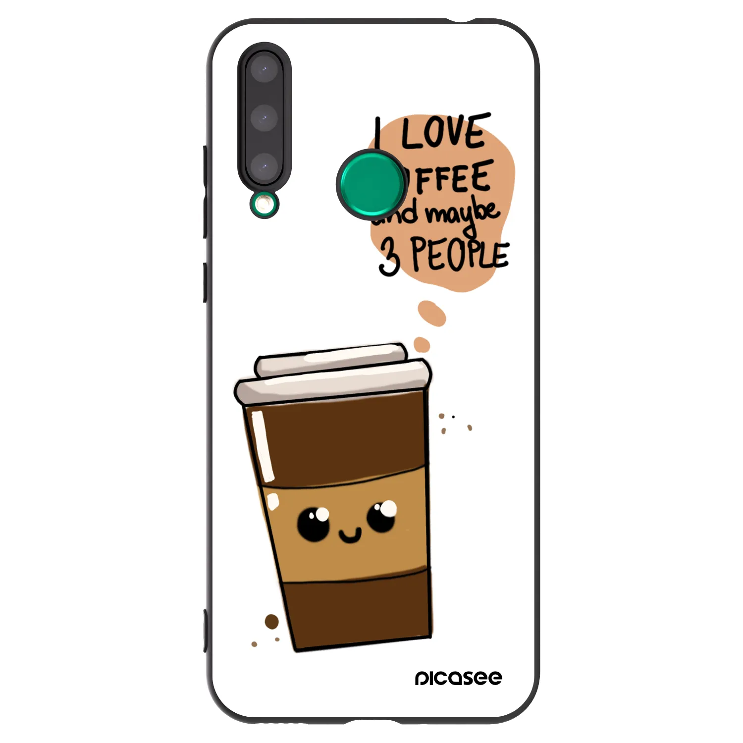 Picasee fekete szilikon tok az alábbi mobiltelefonokra Honor 20 Lite - Cute coffee