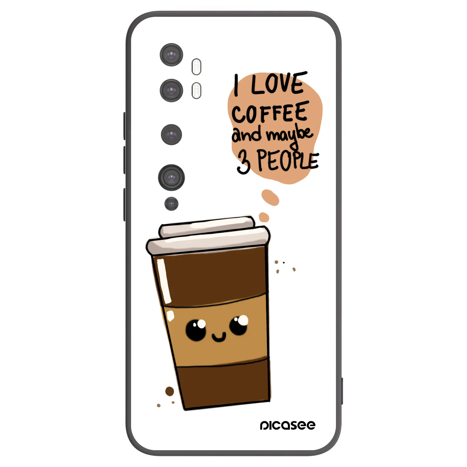 Picasee fekete szilikon tok az alábbi mobiltelefonokra Xiaomi Mi Note 10 (Pro) - Cute coffee