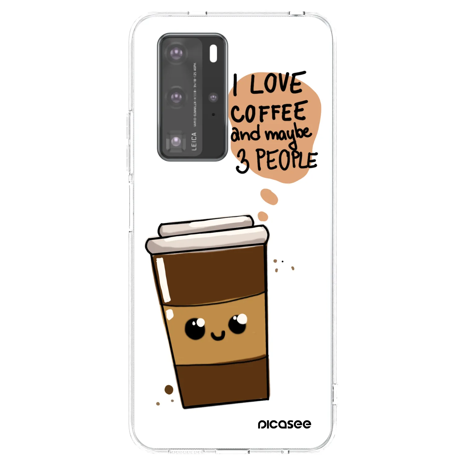Picasee átlátszó szilikon tok az alábbi mobiltelefonokra Huawei P40 Pro - Cute coffee