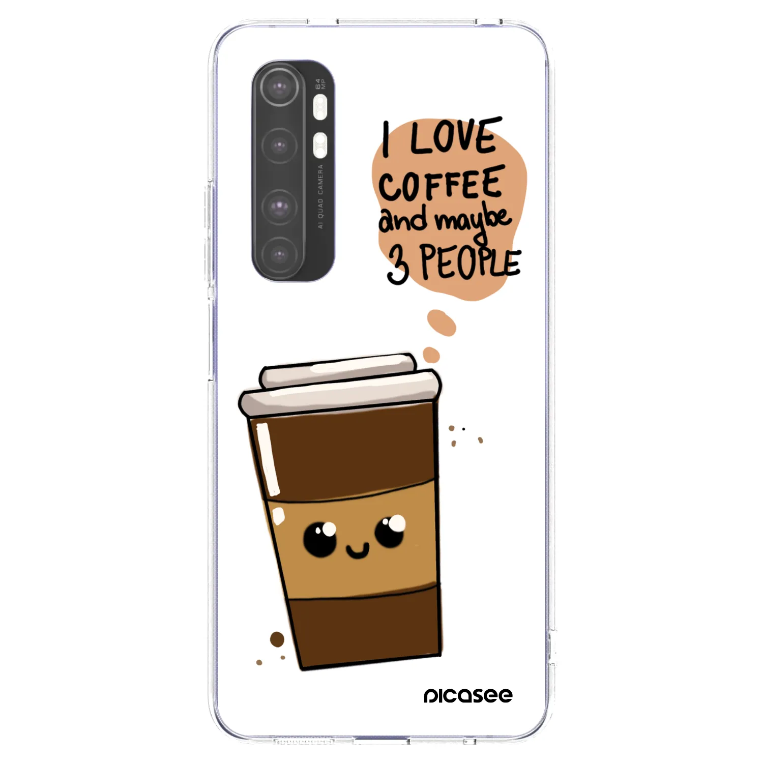 Picasee átlátszó szilikon tok az alábbi mobiltelefonokra Xiaomi Mi Note 10 Lite - Cute coffee