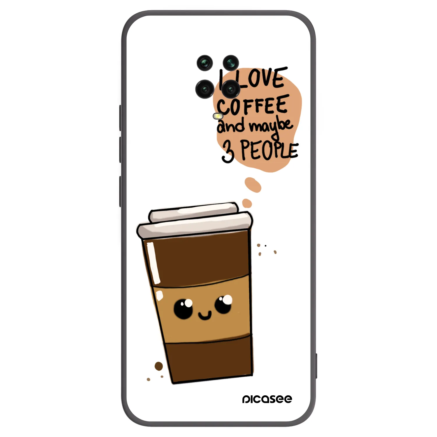 Picasee fekete szilikon tok az alábbi mobiltelefonokra Xiaomi Redmi Note 9S - Cute coffee