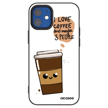 Picasee fekete szilikon tok az alábbi mobiltelefonokra Apple iPhone 12 mini - Cute coffee