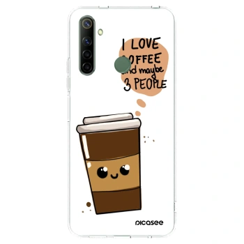 Picasee átlátszó szilikon tok az alábbi mobiltelefonokra Realme 6i - Cute coffee