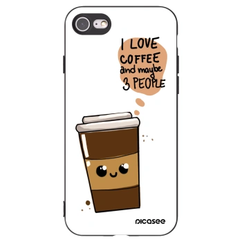 Picasee fekete szilikon tok az alábbi mobiltelefonokra Apple iPhone SE 2022 - Cute coffee